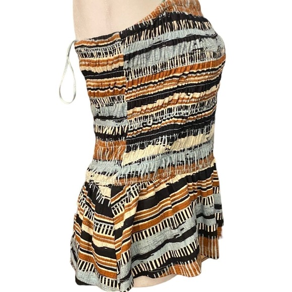 Anthropologie Porridge Women Smocked Peplum Med Tube Top Bohemian Black Blue M - Picture 5 of 11